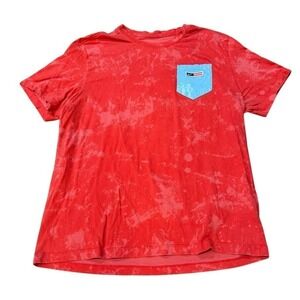 Nike Red Short Sleeve Tee Shirt Blue Pocket‎ USA Mens XL